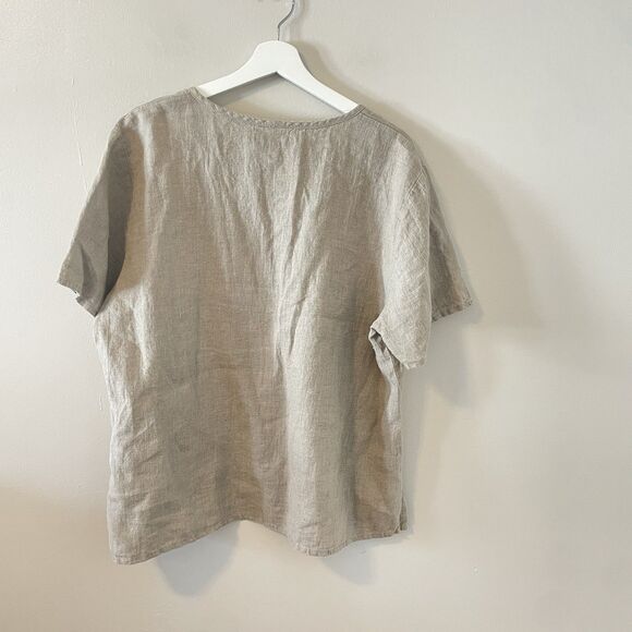Flax Linen Shirt Oversized Sz L Sustainable - Picture 6 of 6